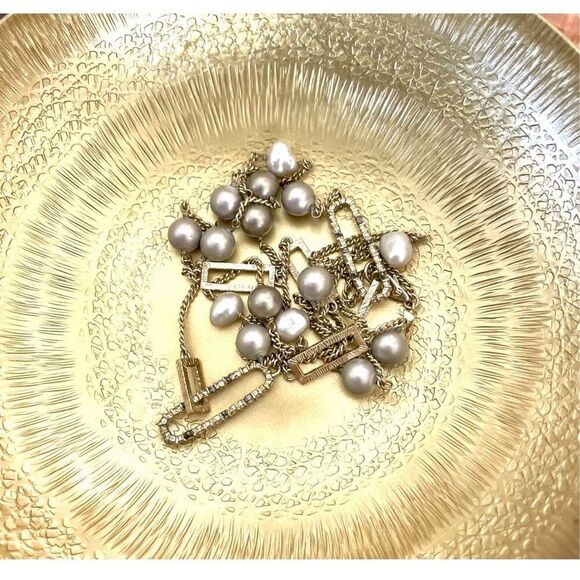 Alexis Bittar crystal link with glass pearl station necklace - Picture 4 of 12